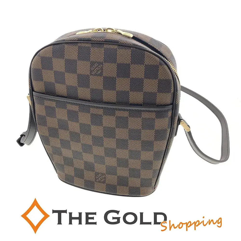 Louis Vuitton Ipanema Damier Shoulder Bag Canvas Leather Ebene Brown
